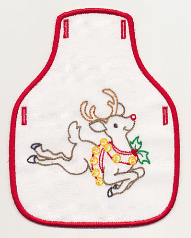 Leaping Rudolph Bottle Apron (In-the-Hoop)
