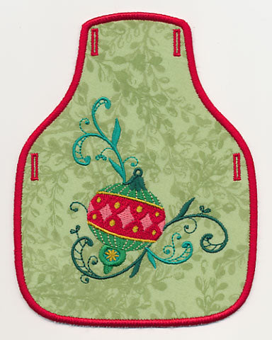 Trimming the Tree Corner Bottle Apron (In-the-Hoop)