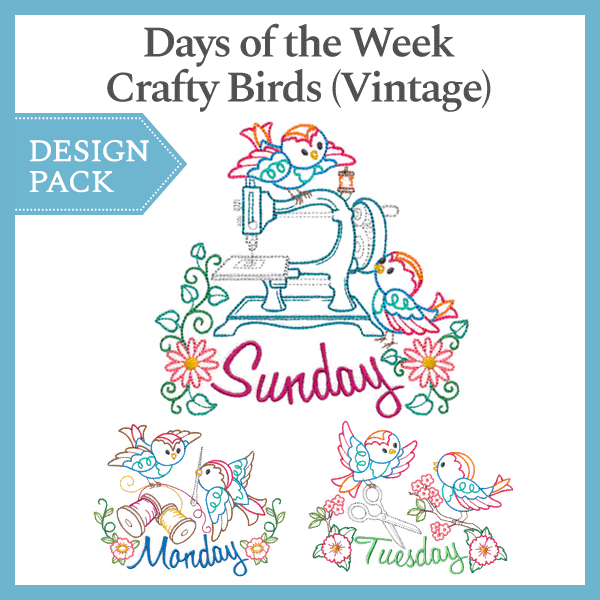 A Days of the Week Crafty Birds (Vintage) Design Pack