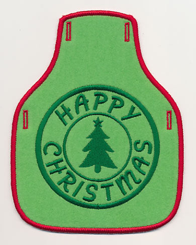 Happy Christmas Stamp Bottle Apron (In-the-Hoop)