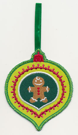 Christmas Ornament with Sweet Gingerbread (In-the-Hoop)