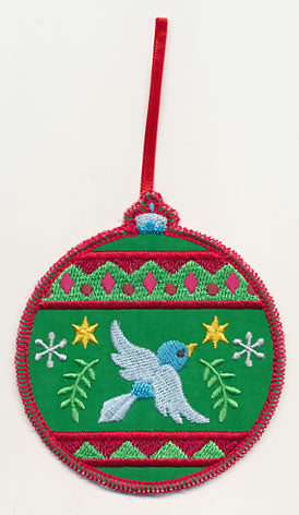 Christmas Ornament with Bluebird (In-the-Hoop)