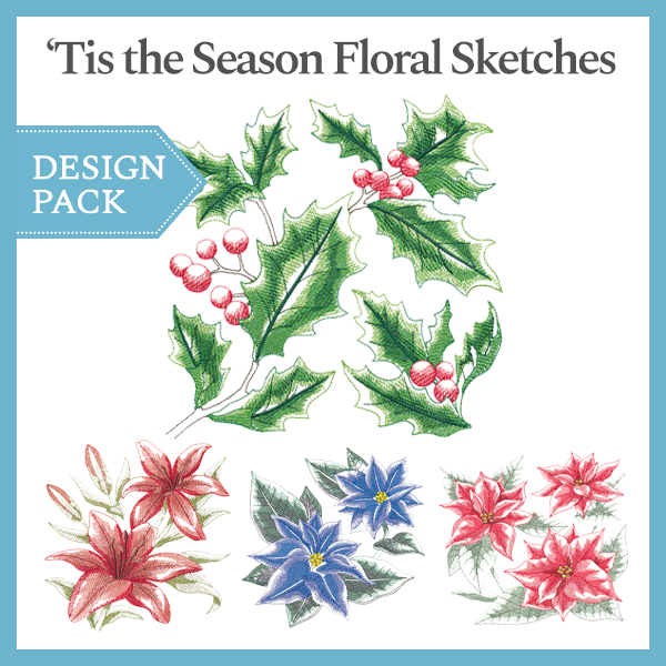 A 'Tis the Season Floral Sketches Design Pack