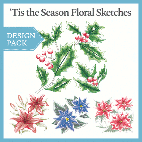 A 'Tis the Season Floral Sketches Design Pack