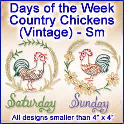 A Days of the Week Country Chickens (Vintage) Design Pack