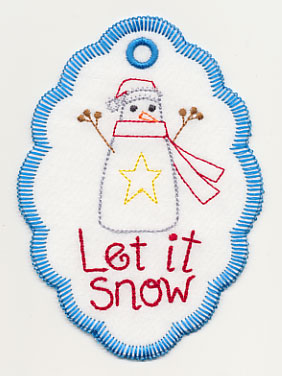 Let It Snow Snowman Gift Tag (In-the-Hoop)