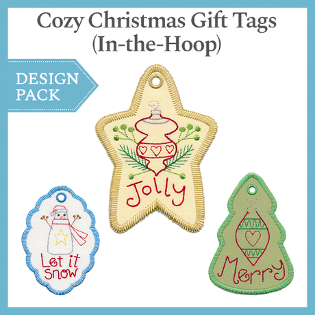 A Cozy Christmas Gift Tags (In-the-Hoop) Design Pack