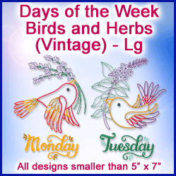 A Days of the Week Birds and Herbs (Vintage) Design Pack