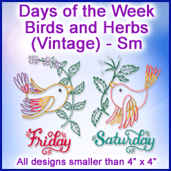 A Days of the Week Birds and Herbs (Vintage) Design Pack