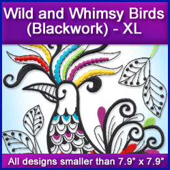 A Wild and Whimsy Blackwork Birds Design Pack