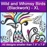 A Wild and Whimsy Blackwork Birds Design Pack