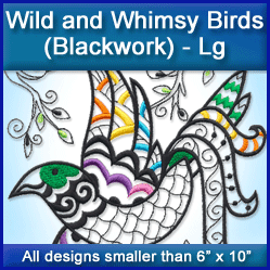 A Wild and Whimsy Blackwork Birds Design Pack