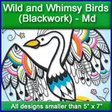 A Wild and Whimsy Blackwork Birds Design Pack