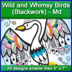 A Wild and Whimsy Blackwork Birds Design Pack