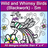 A Wild and Whimsy Blackwork Birds Design Pack