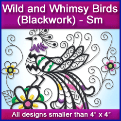 A Wild and Whimsy Blackwork Birds Design Pack