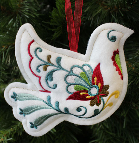 Christmas Dove Ornament (In-the-Hoop)