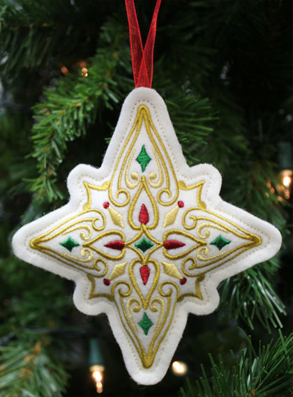 Christmas Filigree Star Ornament (In-the-Hoop)