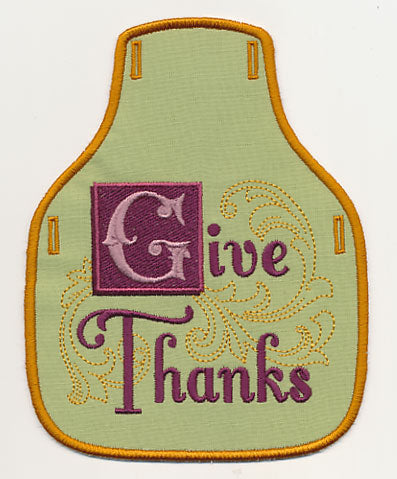 Give Thanks Flourish Bottle Apron (In-the-Hoop)
