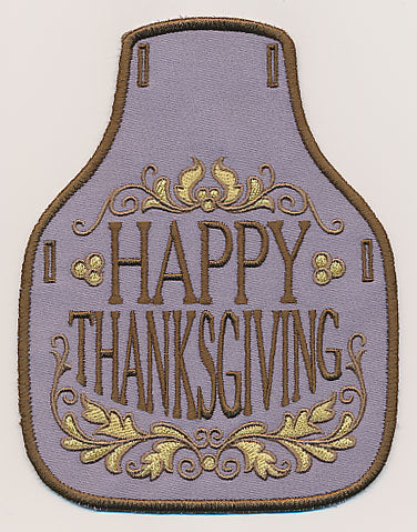 Happy Thanksgiving Elegance Bottle Apron (In-the-Hoop)