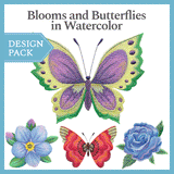 A Blooms and Butterflies in Watercolor Design Pack