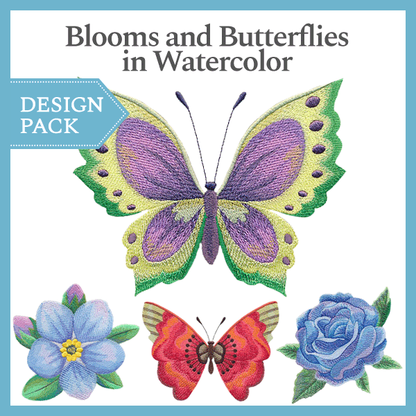 A Blooms and Butterflies in Watercolor Design Pack
