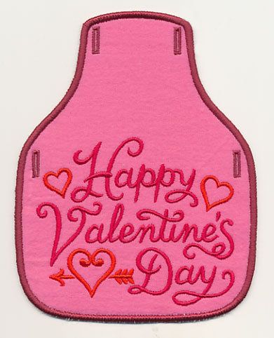 Happy Valentine's Day Bottle Apron (In-the-Hoop)