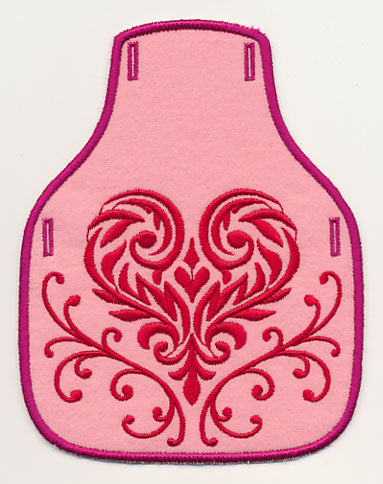 Damask Heart Bottle Apron (In-the-Hoop)
