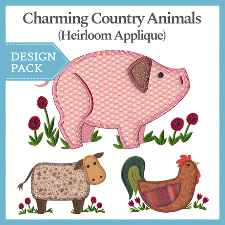 A Charming Country Animals (Heirloom Applique) Design Pack