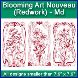A Blooming Art Nouveau (Redwork) Design Pack