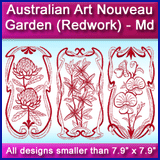 A Australian Art Nouveau Garden (Redwork) Design Pack
