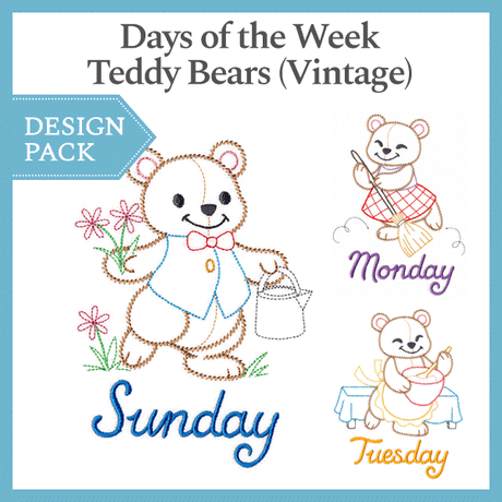 A Days of the Week Teddy Bears (Vintage) Design Pack