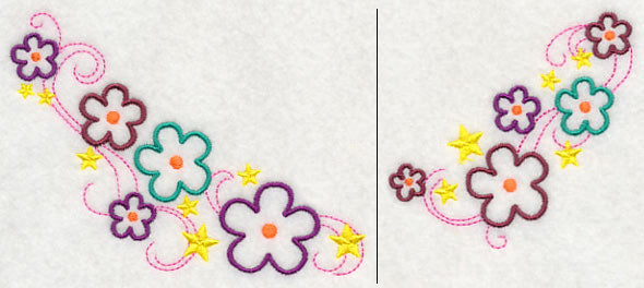 Flowers and Stars Neckline (V-Neck) (Split)