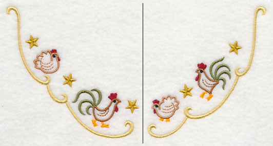 Hens and Roosters Neckline (V-Neck) (Split)