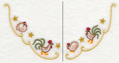 Hens and Roosters Neckline (V-Neck) (Split)