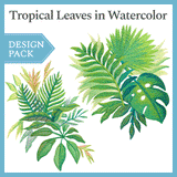 A Tropical Leaves in Watercolor Design Pack