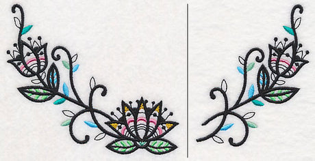 Lotus Blackwork Neckline (V-Neck) (Split)