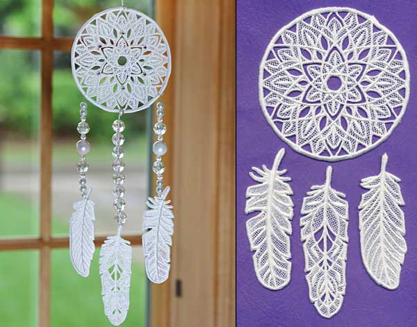 Dream Catcher and Feathers (Lace)