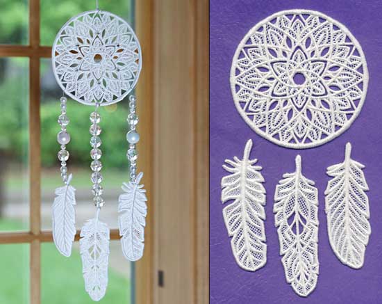Dream Catcher and Feathers (Lace)