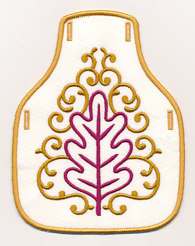 Leaf and Swirls Bottle Apron (In-the-Hoop)