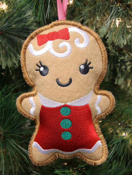 Heirloom Christmas Ornament - Gingerbread Girl (In-the-Hoop)