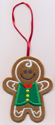 Gingerbread Boy Cookie Ornament (In-the-Hoop)