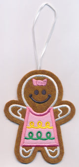 Gingerbread Girl Cookie Ornament (In-the-Hoop)