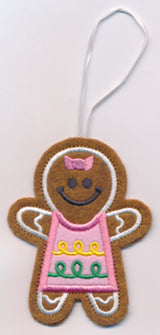 Gingerbread Girl Cookie Ornament (In-the-Hoop)