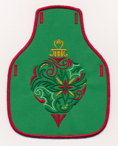 Christmas Filigree Antique Ornament Bottle Apron (In-the-Hoop)
