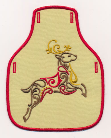 Christmas Filigree Reindeer Bottle Apron (In-the-Hoop)