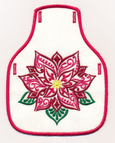 Christmas Filigree Poinsettia Bottle Apron (In-the-Hoop)