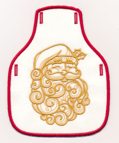 Filigree Santa Claus Bottle Apron (Goldwork) (In-the-Hoop)