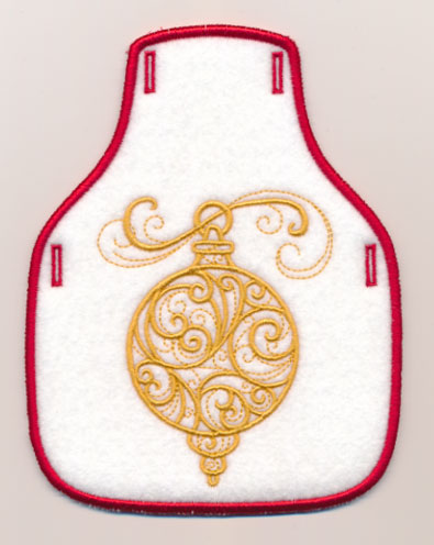 Filigree Ornament Bottle Apron (Goldwork) (In-the-Hoop)
