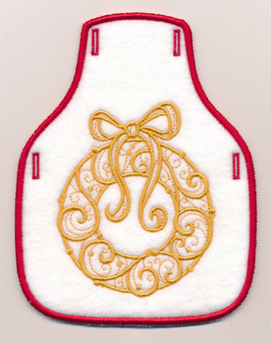 Filigree Wreath Bottle Apron (Goldwork) (In-the-Hoop)